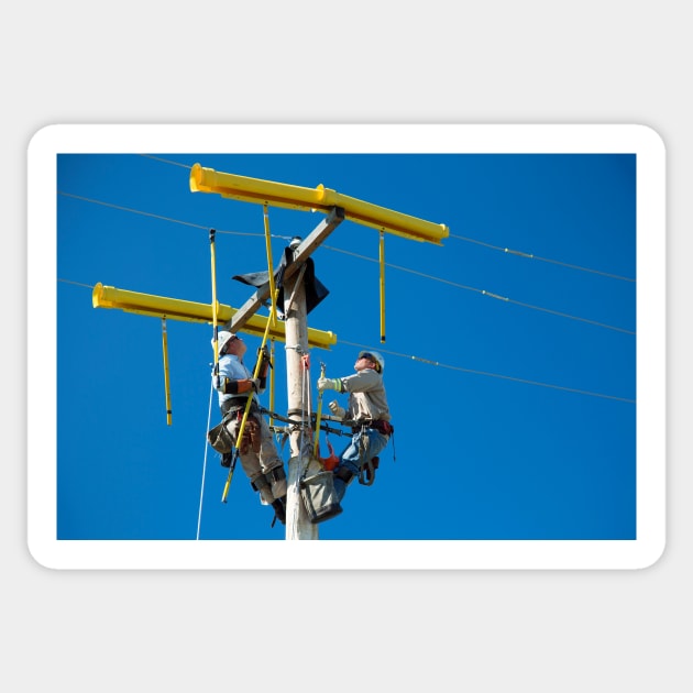 Repairing power lines (C021/9341) Sticker by SciencePhoto